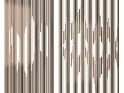 Modern Beige Room Divider With Vertical Stripes And Wavy Cutout Patterns 3d model