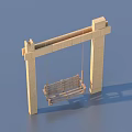 Outdoor Wooden Swing Play Equipment With Sturdy Supporting Frame And Wooden Blocks