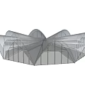 Contemporary Architectural Wireframe Featuring Arched Structures Curved Surfaces And Supporting Framework For Large Building