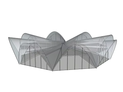 Contemporary Architectural Wireframe Featuring Arched Structures Curved Surfaces And Supporting Framework For Large Building 3d model