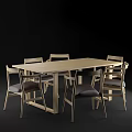 Modern Dining Table and Chair Combination Solid Wood Dining Table and Chair 3d model