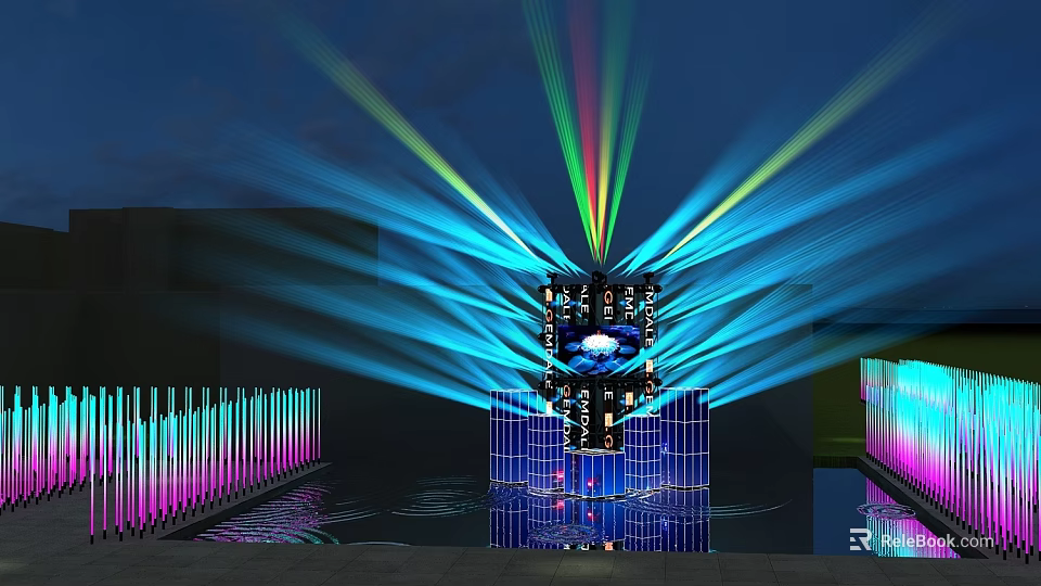 Commercial Lighting Equipment With Colorful Laser Beams For Stage And Outdoor Events 3d model 
