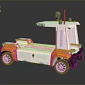 Yellow And White Modern Utility Vehicle With Open Rear Platform And Roof Mounted Equipment
