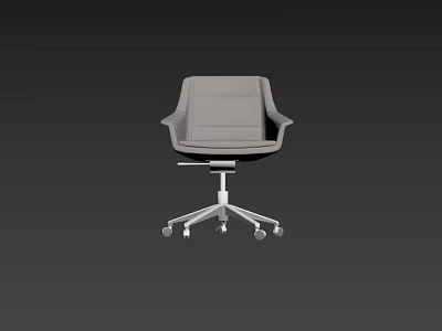 Modern Gray Upholstered Office Chair with Ergonomic Back and Armrests Silver Base and Rolling Wheels 3d model