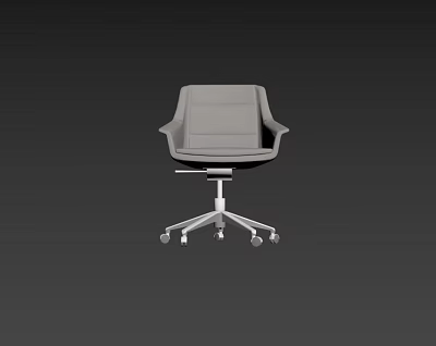 Modern Gray Upholstered Office Chair with Ergonomic Back and Armrests Silver Base and Rolling Wheels 3d model