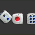White Dice Featuring Red And Blue Dots For Family Game Night Use