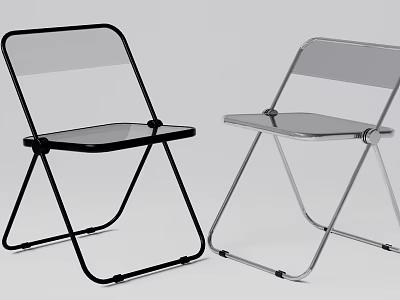 Folding Leisure Chairs With Transparent Seats And Black Silver Frame Designs 3d model