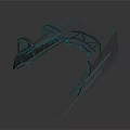 Modern Architectural Model With Metal Frame Blue Roof And Arched Structure