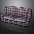 Stylish Two Seater Sofa With Plaid Pattern Fabric And Comfortable Cushions