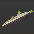 White Ship Model With Golden Details Mast And Deck Equipment