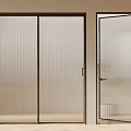Sliding Doors with Fluted Glass and Dark Frame for Modern Home Interior Open Closed