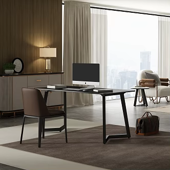 Modern Desk Chair Rock Board Desk 3d model