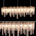 Modern Elegant Chandelier With Hanging Crystal Chain Fringe And Multiple Bulbs For Interior Decor