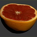 Sliced Grapefruit With Vibrant Red Flesh And Yellow Peel On Dark Background