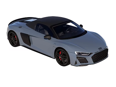 Audi Silver Convertible Sports Car With Black Top And Red Brake Calipers 3d model