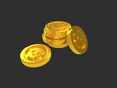 Golden Round Jewelry With Dollar Sign Design And Stacked Arrangement 3d model