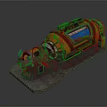 Industrial Sci Fi Equipment Structure With Yellow Cylinder Black Components And Green Lights