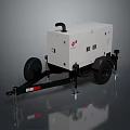 Mobile Generator Trailer Mounted White Enclosure With Black Wheels Control Panel And Ventilation 3d model