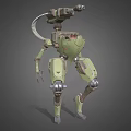 Green Sci Fi Mech Robot With Mechanical Arms And Cannon Standing Pose 3d model