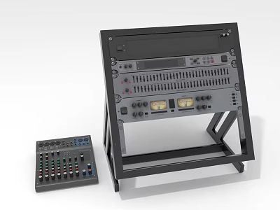 Professional Headphone Audio Mixing Console with Stand Knobs Sliders and Small Audio Mixer 3d model
