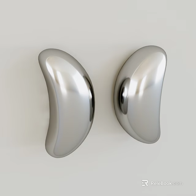 Silver Metal Cabinet Handles With Modern Smooth And Shiny Surface 3d model