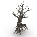 Cartoon Scene Featuring Dead Tree With Twisted Branches And Exposed Roots 3d model