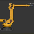 Yellow Industrial Robotic Arm with Rotating Joints Stable Base and Precision Gripper Tool