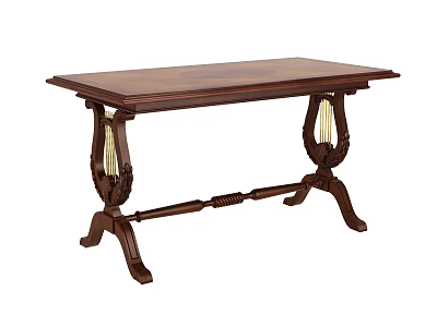 Traditional Dark Brown Wooden Dining Table With Carved Legs And Decorative Details 3d model
