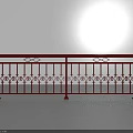 Red Metal Railing with Intricate Geometric Patterns and Sturdy Support Posts for Balcony or Staircase 3d model