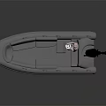 Gray Inflatable Boat Model With Pink Figure Black Motor And Seats