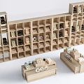 Wooden Display Shelves With Multiple Compartments For Retail Product 3d model