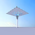 Umbrella Shaped Tensile Membrane Structure With Decorative Pattern And White Column Support 3d model