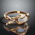 Elegant Gold Ring With Twisted Design Band And White Gemstone