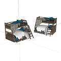 Wooden Bunk Bed Design With Ladder Blue Pillows And Mattress For Kids Room