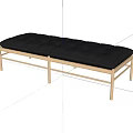Modern Chaise Lounge With Black Tufted Cushion And Light Metal Frame
