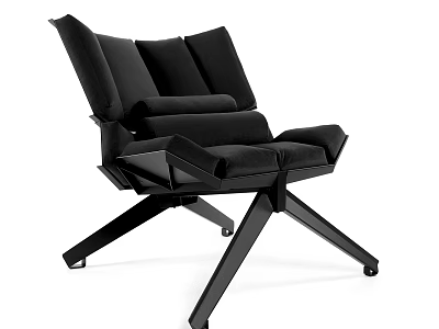 Black Modern Leisure Chair With Padded Backrest And Sturdy Cross Leg Frame 3d model