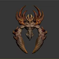 Game and Movie Fiery Demon Character with Flaming Horns Muscular Body and Lava Like Arms