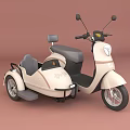 Beige Scooter With Sidecar Retro Design Gray Seats And Modern Look