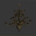 Vintage Metal Chandelier With Multiple Candle Holders And Eagle On Top