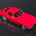 Red Classic Sports Car With Black Roof Sleek Design Shiny Wheels And Reflection