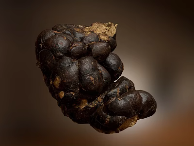 Dark Brown Textured Bulbous Natural Object With Organic Shape On Brown Background 3d model