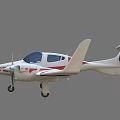 Small White And Red Twin Engine Aircraft With Propellers And Logo Design