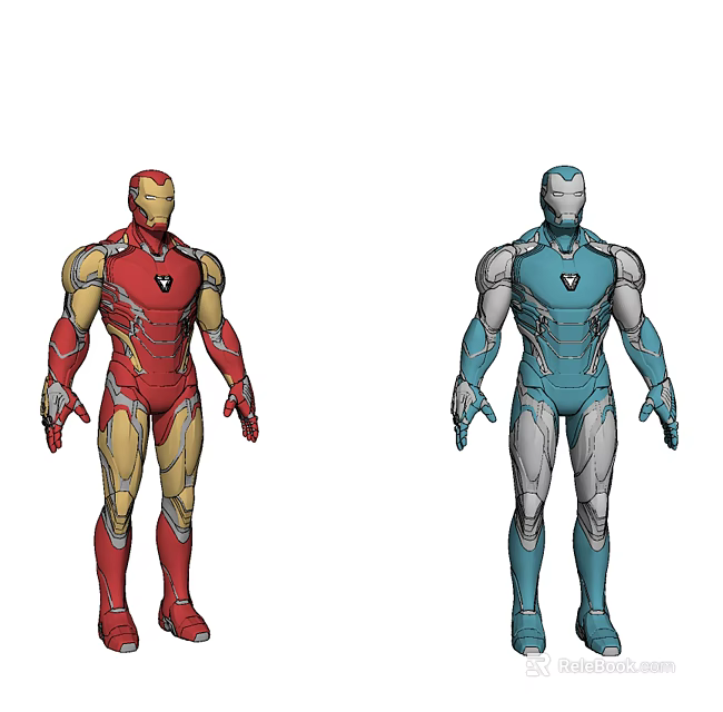 Iron Man Game and Movie Character in Red Gold and Blue Gray Suits 3d model 