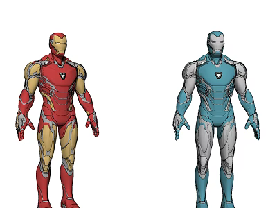 Iron Man Game and Movie Character in Red Gold and Blue Gray Suits 3d model