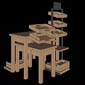Wooden Retail Display Shelves With Multiple Tiers And Storage Design