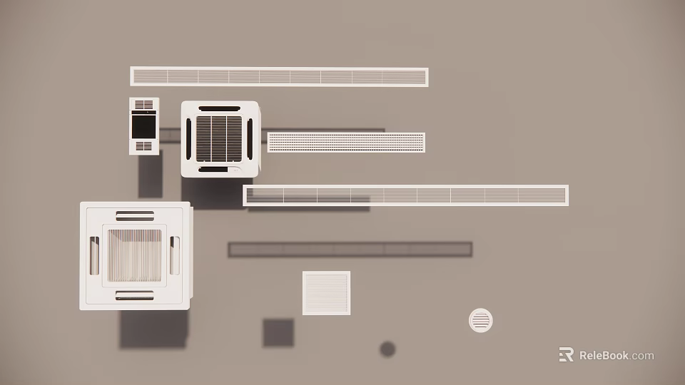 Various Modern Air Conditioner Vents with Different Shapes and Designs for Interior 3d model 