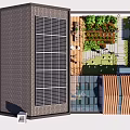 Detached House with Solar Panels on Roof and Courtyard Garden with Green Plants
