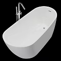 Elegant White Freestanding Bathtub With Modern Chrome Faucet And Sleek Design