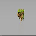 Cute Green And Orange Cartoon Crocodile With Wings And Lazy Expression