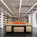 Well Stocked Supermarket Department Store With Shelves Beverages Dairy Products Wooden Ceiling And Windows